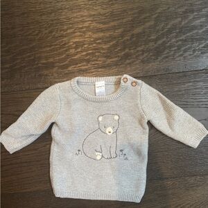 Carter's Light Gray Baby Sweater with Bear Motif